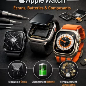 Réparation Apple Watch – Écrans, Batteries & Composants (Series 1 à Ultra 2)